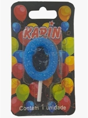 VELA DE ANIVERSARIO N.0 AZUL C/ GLITTER UN. KARIN