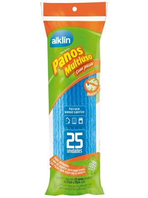 Pano Multiuso com Picote Rolo 25 Unidades 100% Fibras Biodegradaveis