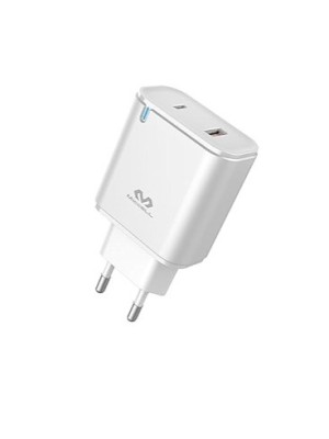 CARREGADOR DE PAREDE TIPO C + 1 USB - BRANCO UN.