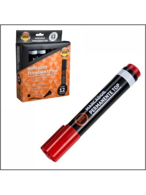 MARCADOR PERMANENTE TOP VERMELHO CX C/12PCS UN.