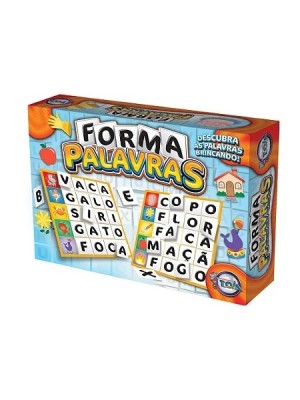 Jogo Forma Palavras com 6 Cartelas, 30 Palavras e 120 Letras Brinquedo Educativo