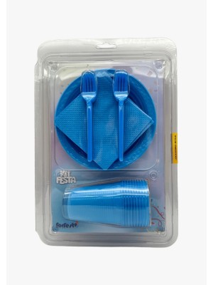 KIT FESTA DESCARTÁVEL REDONDO AZUL CLARO C/40PCS UN. FORFEST