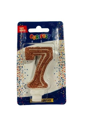 VELA SUPER NUMERO SIMPLES ROSE N 7 - (4230) UN. CURIFEST