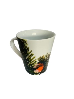 Caneca 290ml Pássaros e Borboletas em Porcelana – Presente Criativo e Decorativo para Dia das Mães, Chá de Cozinha e Aniversário