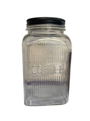 POTE DE VIDRO 1,2L QUADRADO COM TAMPA PRETA COFFEE UN. INGA