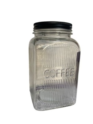 POTE DE VIDRO 1,2L QUADRADO COM TAMPA PRETA COFFEE UN. INGA