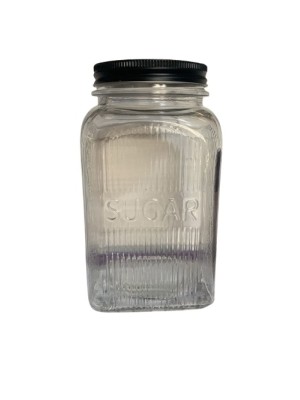 POTE DE VIDRO 1,2L SUGAR QUADRADO COM TAMPA PRETA UN. INGA