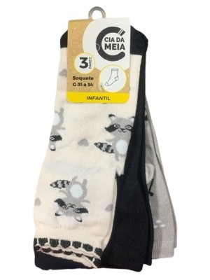MEIA SOQUETE INFANTIL 3PARES 31-34 UN. CIA DA MEIA