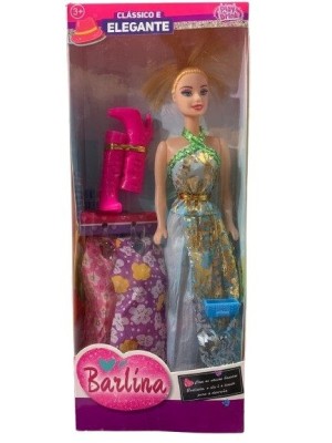 BONECA BARLINA COM VESTIDO E ACESSORIOS UN. HL IMPORT