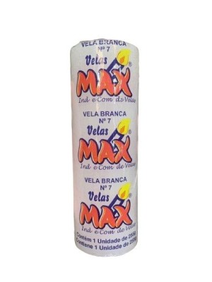 VELA N 7 BRANCA 255G UN. VELAS MAX