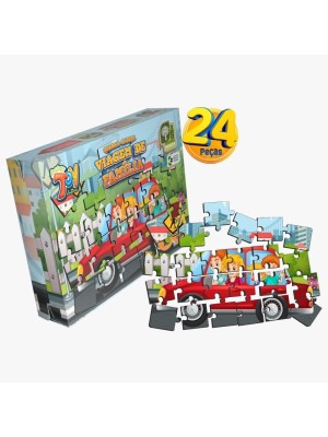 BRINQUEDO EM MDF QUEBRA CABECA 24 PECAS VIAGEM DE FAMILIA UN.