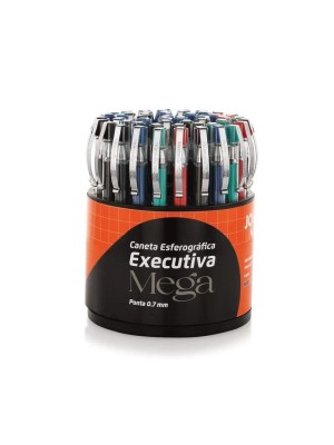 CANETA ESF. MEGA 0.7 DISPLAY C/50PCS UN. AZUL PRETA VERMELHA VERDE