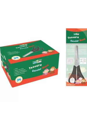 TESOURA ESCOLAR DISPLAY C/24PCS BLACK UN.