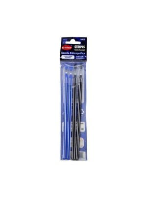 CANETA ESF AZUL/PRETA C/4PCS UN.