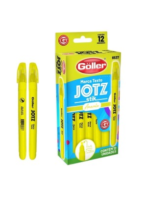 MARCADOR DE TEXTO CX C/12PCS JOTZ STIK AMARELO UN.