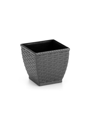 Vaso Cachepo Rattan Quadrado 5,4L Preto– Decoração Sofisticada para Casa e Jardim