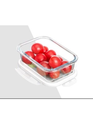 POTE DE VIDRO 400ML HERMETICO RETANGULAR AZUL CLARO UN.