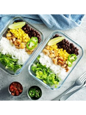 POTE DE VIDRO 640ML HERMETICO RETANGULAR AZUL CLARO UN.