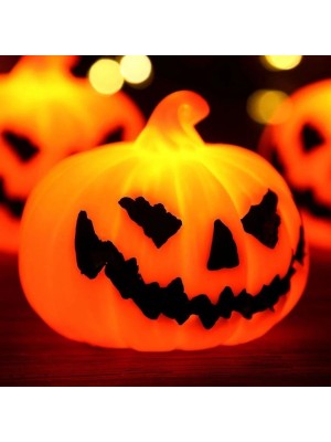 Enfeite Abóbora com LED Terror 12x10cm – Decoração Halloween Iluminada para Casas, Festas e Ambientes Temáticos