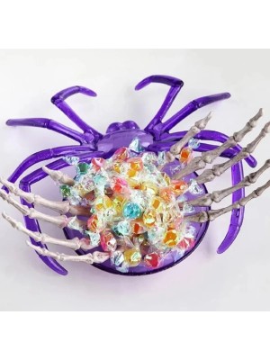 Petisqueira Aranha 22cm Roxa – Prato Decorativo Halloween para Servir Doces, Salgados e Petiscos em Festas Temáticas