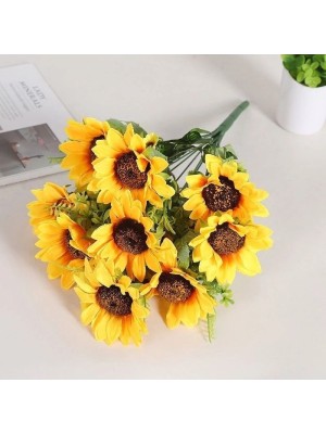 Mini Buque Girassol com Flor Aberta com 5 Flores 32cm