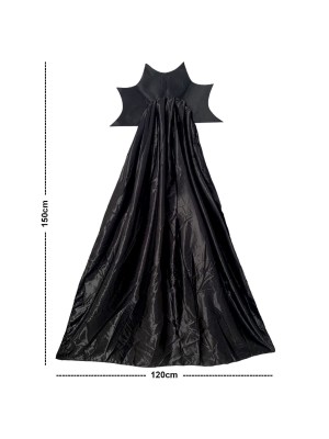 Capa Bruxa Malvada 140cm com Gola Fantasia Halloween Adulto Festa Temática