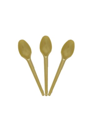 Colher Plástica Sobremesa Dourada 25 Unidades Doces Aniversario