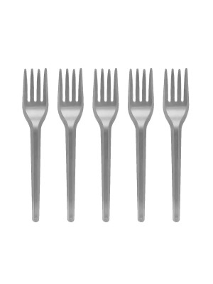 Garfo Plástico Sobremesa 25 Unidades Doces Aniversario Prata