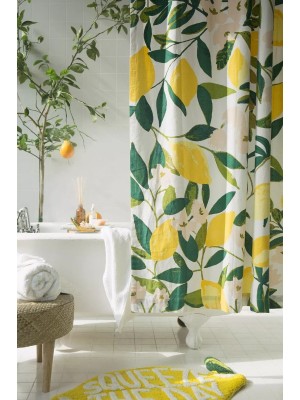 Cortina Box Banheiro Estampada com 5 Ganchos Chuveiro 198x180cm