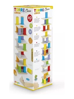 Jogo Torre Ludica Classica Empilhavel 40 Pecas Mdf