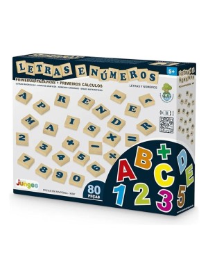 Brinquedo Educativo Letras E Números 80 Peças Pecas em Madeira