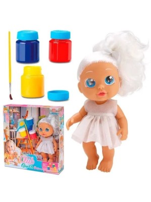 Mini Boneca Club Girls com kit pintura, cores variadas