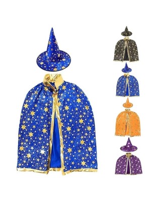 Fantasia Infantil Capa com Chapéu de Mago Halloween