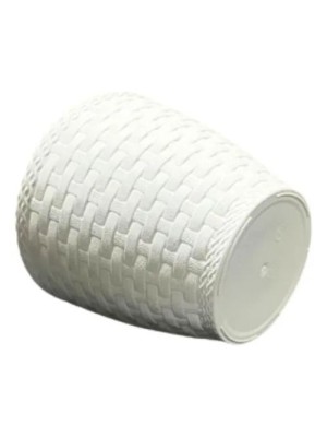 Vaso Rattan M3 Redondo Branco - Versatilidade e Sofisticação para Decoração e Plantas