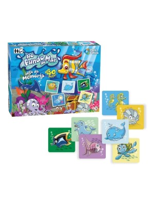 Jogo da Memória Fundo do Mar Pais & Filhos 40 Peças Educativo