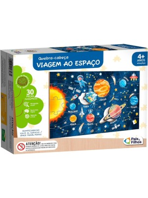 Quebra-Cabeça 38 Peças em Madeira Viagem ao Espaço Pais & Filhos