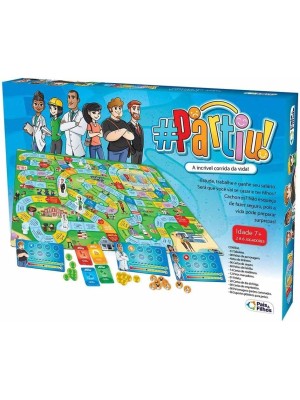 Jogo de Tabuleiro Partiu – A Incrível Corrida da Vida Pais & Filhos Educativo Infantil com Roleta, Cartas e Dinheiro de Brincar