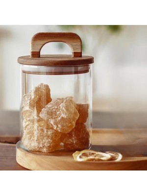 Pote Hermético de Vidro 500ml com Tampa de Bambu – Organização e Conservação