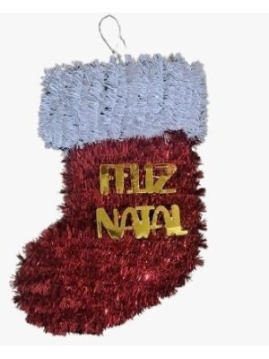 Enfeite Bota Papai Noel Decorativo de Natal 20x32cm Ideal para Portas, Árvores, Lareiras, Presentes, Lembrancinhas e Decoração Festiva