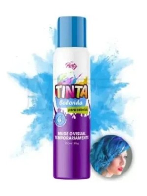 Tinta Spray Para Cabelo Azul 150ml Temporária Fácil Aplicação Cor Vibrante Para Festas Carnaval Cosplay e Eventos