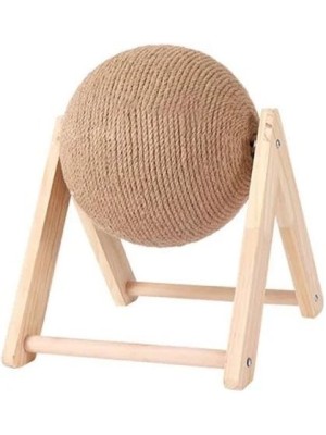 Brinquedo Bola Arranhador para Gatos em Madeira e Sisal 21cm Resistente e Interativo para Felinos de Todas as Idades