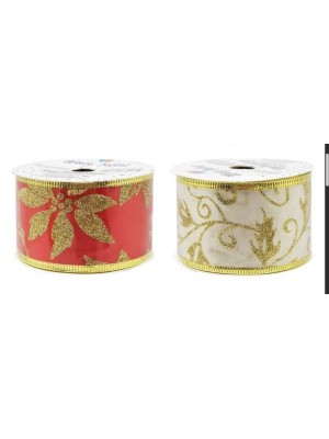 Fita de Cetim Vestige 5cm x 2,7m Sortida Para Presentes, Laços, Decoração Natalina, Artesanato e Arranjos Florais