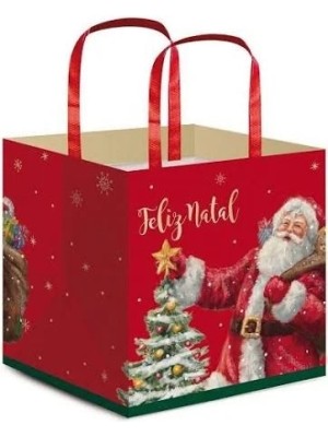 Sacola Panetone Sortida Natal 19x20x15cm com Estampas Variadas