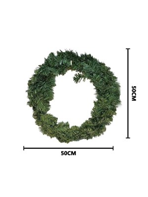 Guirlanda de Natal Decor Simples 50cm Verde – Enfeite Tradicional para Porta, Parede e Vitrines