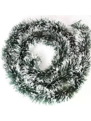 Festão Verde Nevado 16cm x 2M – Enfeite Natalino Decorativo para Árvores, Portas, Janelas e Vitrines