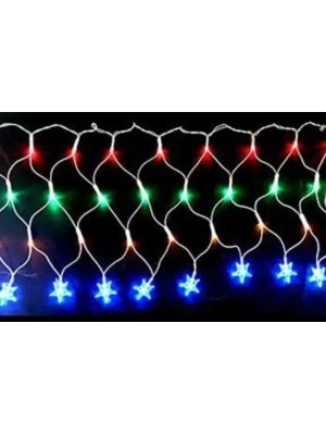 Rede LED C Estrela 120 Lâmpadas Colorido 220V Decoração Natalina Fachada Jardim