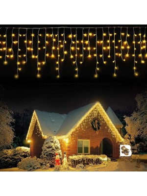 Cascata LED 240L Branco Quente 220v Decoração Natal Festas e Ambientes