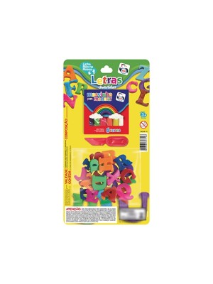 Cartela Massinha Letras Pica-Pau Infantil Brinquedo Educativo com Moldes do Alfabeto e Massinhas Coloridas