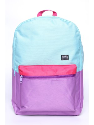 Mochila Juvenil Feminina Full Color Pastel Escolar com Bolso Frontal e Alças Ajustáveis