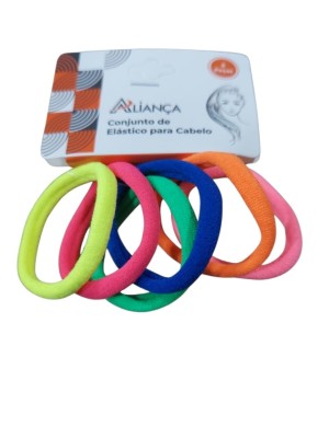 Elástico de Cabelo Colorido 4,5cm com 6 Peças Antidanos e Alta Elasticidade
